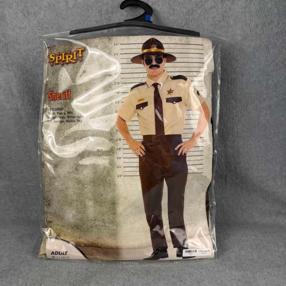 Spirit Halloween Sheriff Costume Adult XL Tan Brown Complete 8-Piece Set